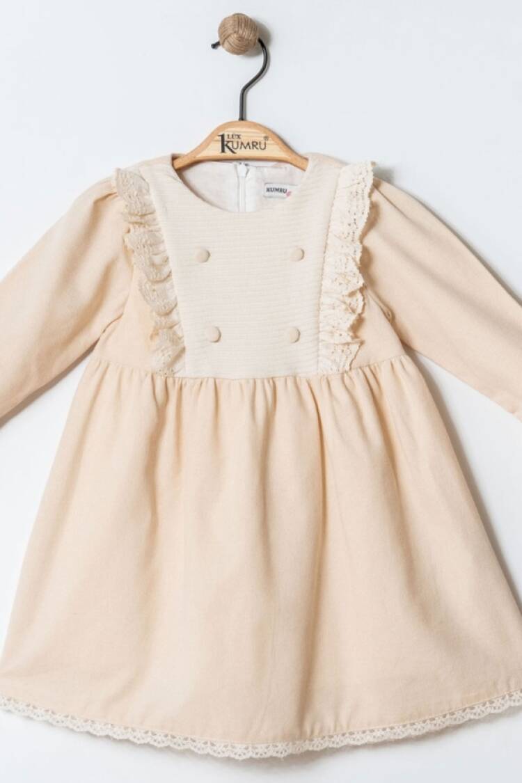 Girl's Dress - B1 - Düğme Detaylı Elbise - Brand: KUMRU - Women & Kids, Baby Clothes Wholesale - Globality Store