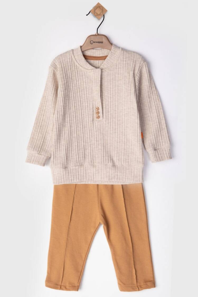 Baby Sets - B1 - Düğme Detaylı Erkek Bebe Takım - Brand: BEYAZ BEBEK - Women & Kids, Baby Clothes Wholesale - Globality Store