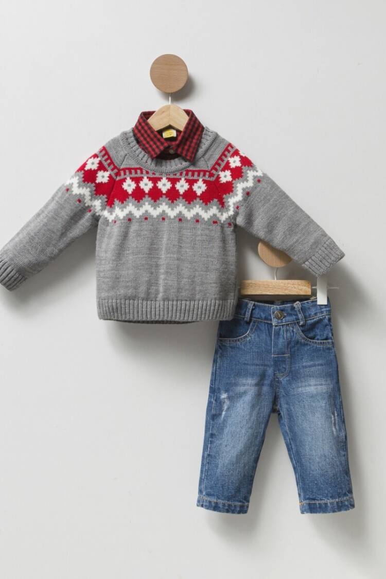 Boys' Sets - EMARY 3'LÜ ERKEK TAKIM 6-9-12-18 AY 1014-CMN3386 - Brand: Cumino - Women & Kids, Baby Clothes Wholesale - Globality Store