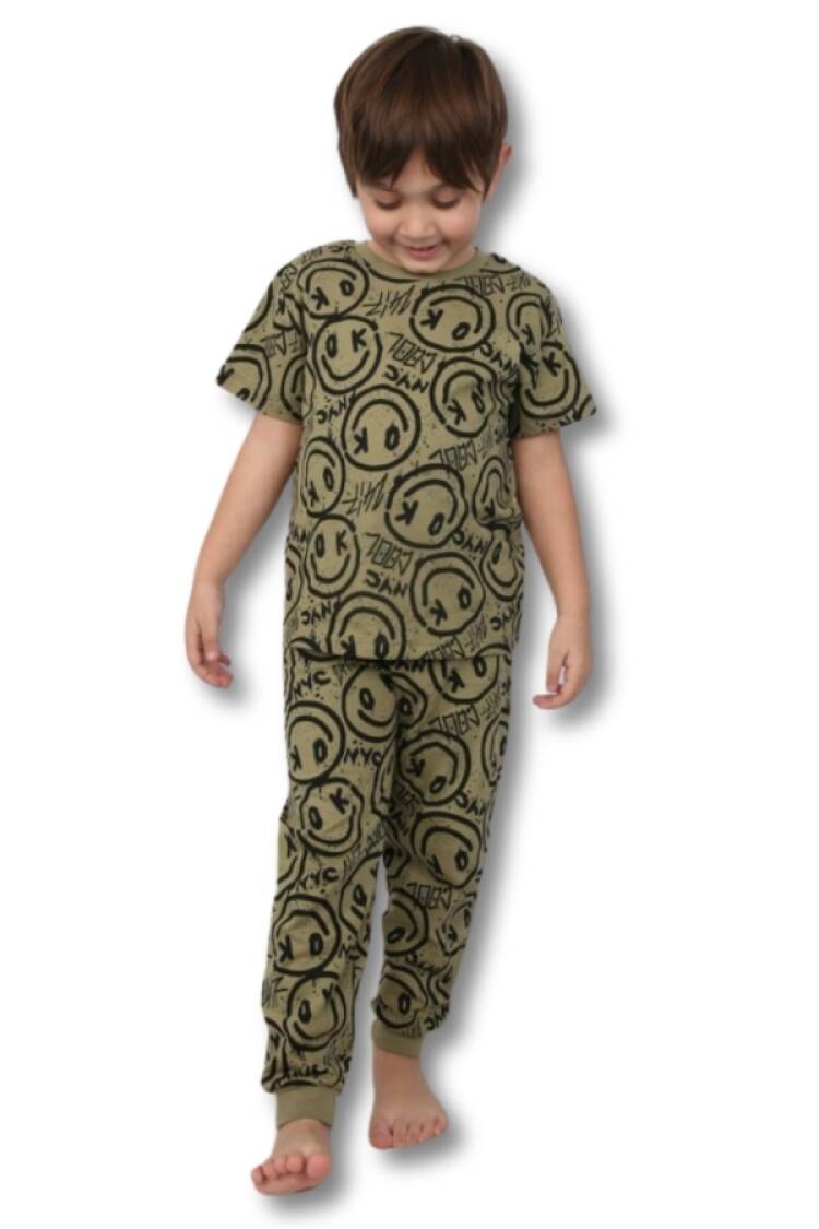 Boy's Pajamas - B1 - Emoji Desenli Erkek Pijama Takım - Brand: İSOBEL - Women & Kids, Baby Clothes Wholesale - Globality Store