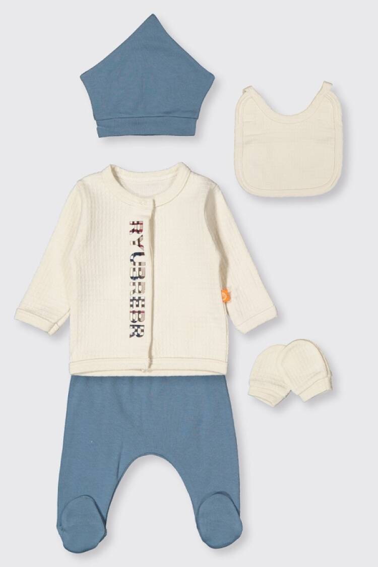 Newborn - B1 - Erkek Bebe 5li Hastane Çıkışı Zıbın Set - Brand: BEYAZ BEBEK - Women & Kids, Baby Clothes Wholesale - Globality Store
