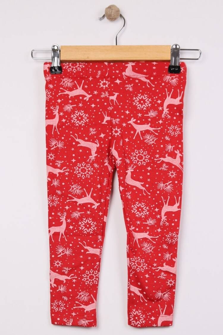Girls' Bottom Wear - B1 - Etnik Desenli Noel Yılbaşı Tayt Şardonlu 2 İp - Brand: LYRA KİDS - Women & Kids, Baby Clothes Wholesale - Globality Store