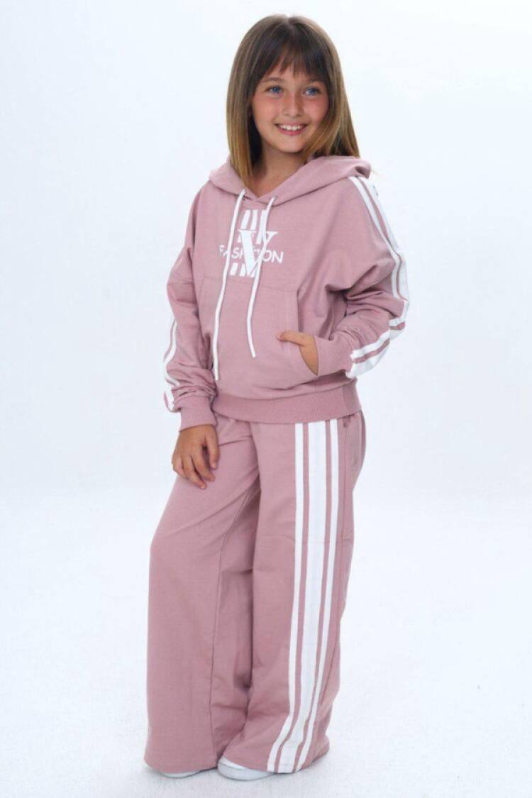 Girls' Suits - B1 - Fashion Baskılı Kapşonlu Kız Takım - Brand: VIZVIZ - Women & Kids, Baby Clothes Wholesale - Globality Store