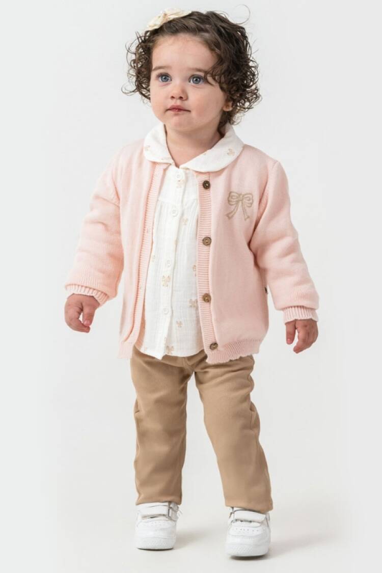Girls' Suits - B1 - Fiyonk Baskılı Hırkalı Üçlü Kız Takım - Brand: HİPPIL - Women & Kids, Baby Clothes Wholesale - Globality Store