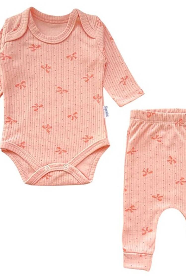 Baby Sets - B1 - Fiyonk Desenli Kız Bebe Takım - Brand: SÜPERMİNİ - Women & Kids, Baby Clothes Wholesale - Globality Store