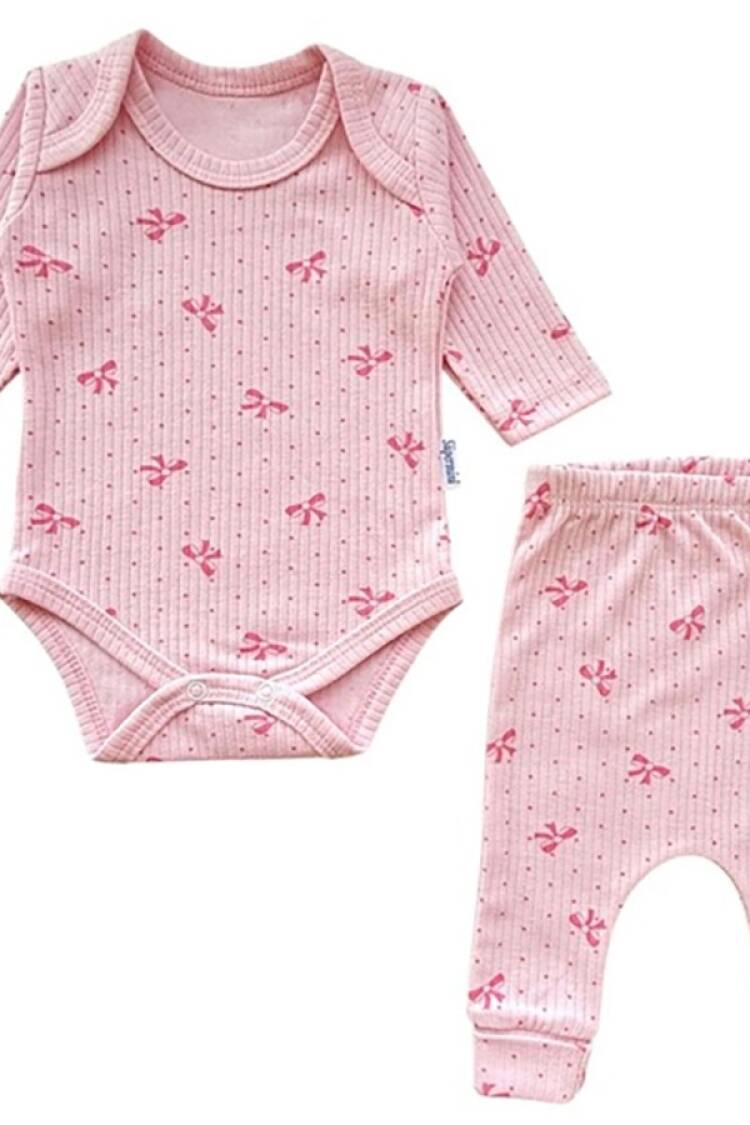Baby Sets - B1 - Fiyonk Desenli Kız Bebe Takım - Brand: SÜPERMİNİ - Women & Kids, Baby Clothes Wholesale - Globality Store