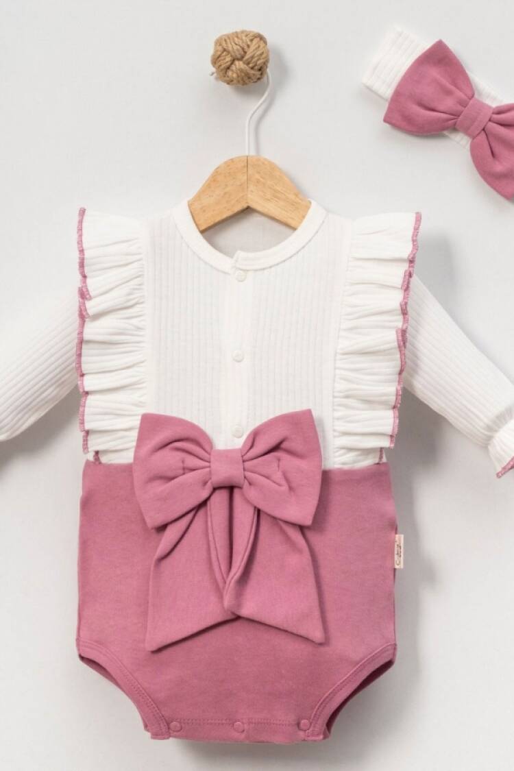Baby Tops - B1 - Fiyonk Detaylı Kız Bebe Çıtçıtlı Badi - Brand: CAYZEN - Women & Kids, Baby Clothes Wholesale - Globality Store