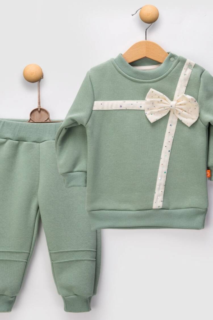 Baby Sets - B1 - Fiyonk Detaylı Kız Bebe Takım 3 İp Şardonlu - Brand: BEYAZ BEBEK - Women & Kids, Baby Clothes Wholesale - Globality Store