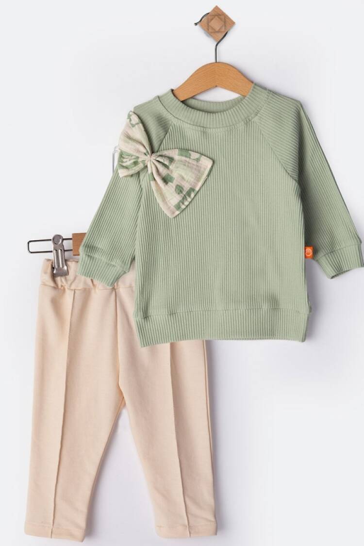 Baby Sets - B1 - Fiyonk Detaylı Kız Bebe Takım - Brand: BEYAZ BEBEK - Women & Kids, Baby Clothes Wholesale - Globality Store