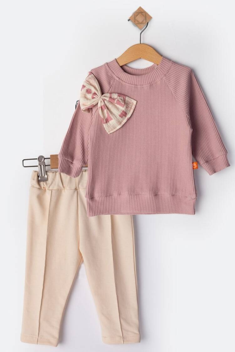 Baby Sets - B1 - Fiyonk Detaylı Kız Bebe Takım - Brand: BEYAZ BEBEK - Women & Kids, Baby Clothes Wholesale - Globality Store