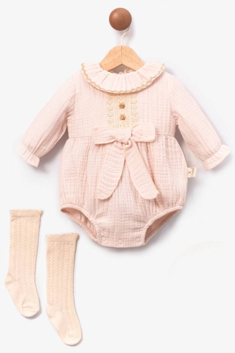 Baby Tops - B1 - Fiyonk Detaylı Kız Müslin Çıtçılı Badi - Brand: CAYZEN - Women & Kids, Baby Clothes Wholesale - Globality Store
