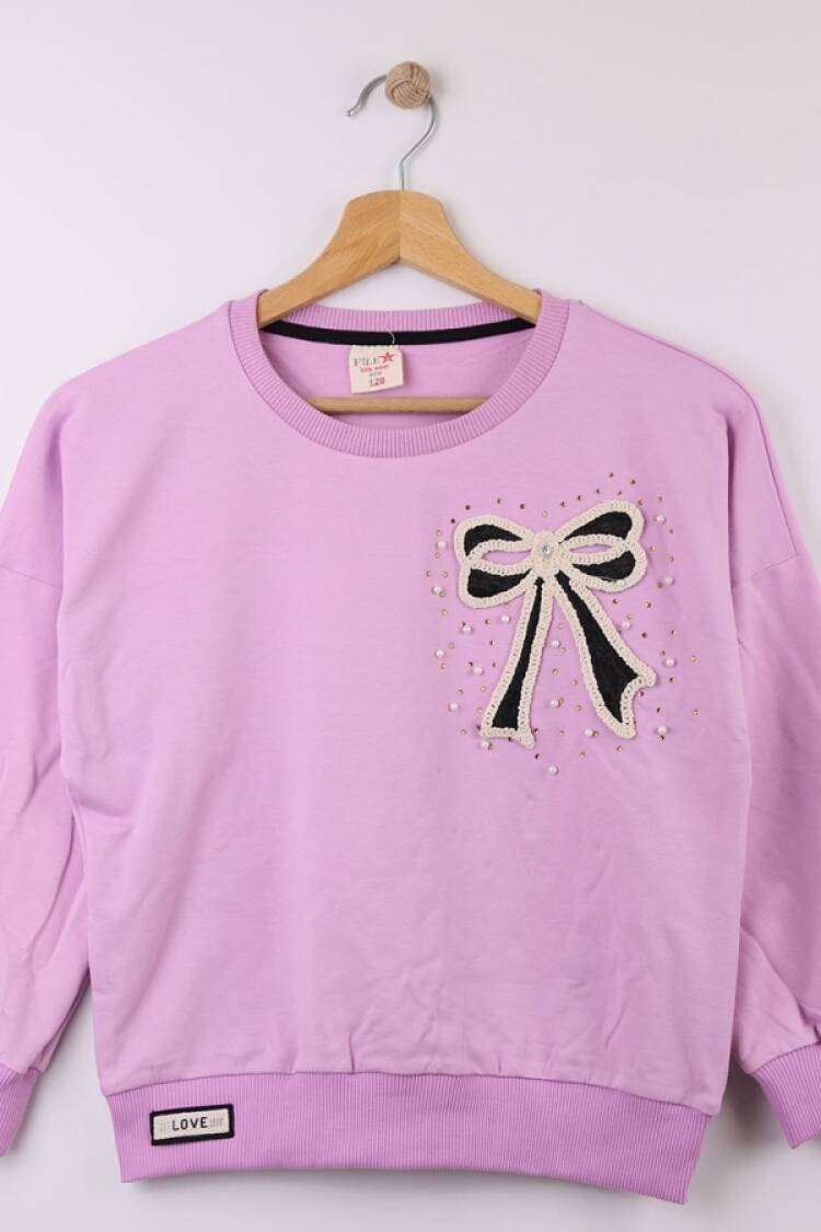 Girls' Tops - B1 - Fiyonk Nakışlı Kız Sweat - Brand: STAR FİLE - Women & Kids, Baby Clothes Wholesale - Globality Store