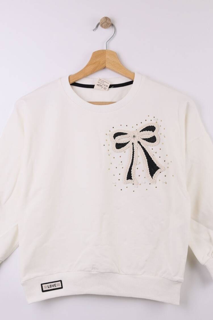 Girls' Tops - B1 - Fiyonk Nakışlı Kız Sweat - Brand: STAR FİLE - Women & Kids, Baby Clothes Wholesale - Globality Store