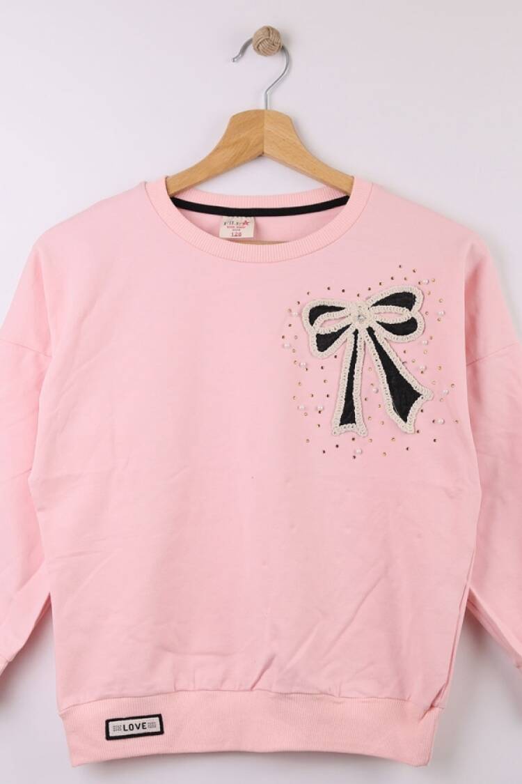 Girls' Tops - B1 - Fiyonk Nakışlı Kız Sweat - Brand: STAR FİLE - Women & Kids, Baby Clothes Wholesale - Globality Store