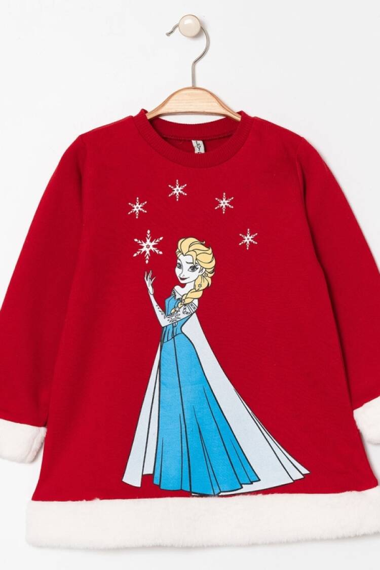 Girls' Tops - B1 - Frozen Elsa Baskılı Noel Yılbaşı Kız Sweat Tunik - Brand: LYRA KİDS - Women & Kids, Baby Clothes Wholesale - Globality Store