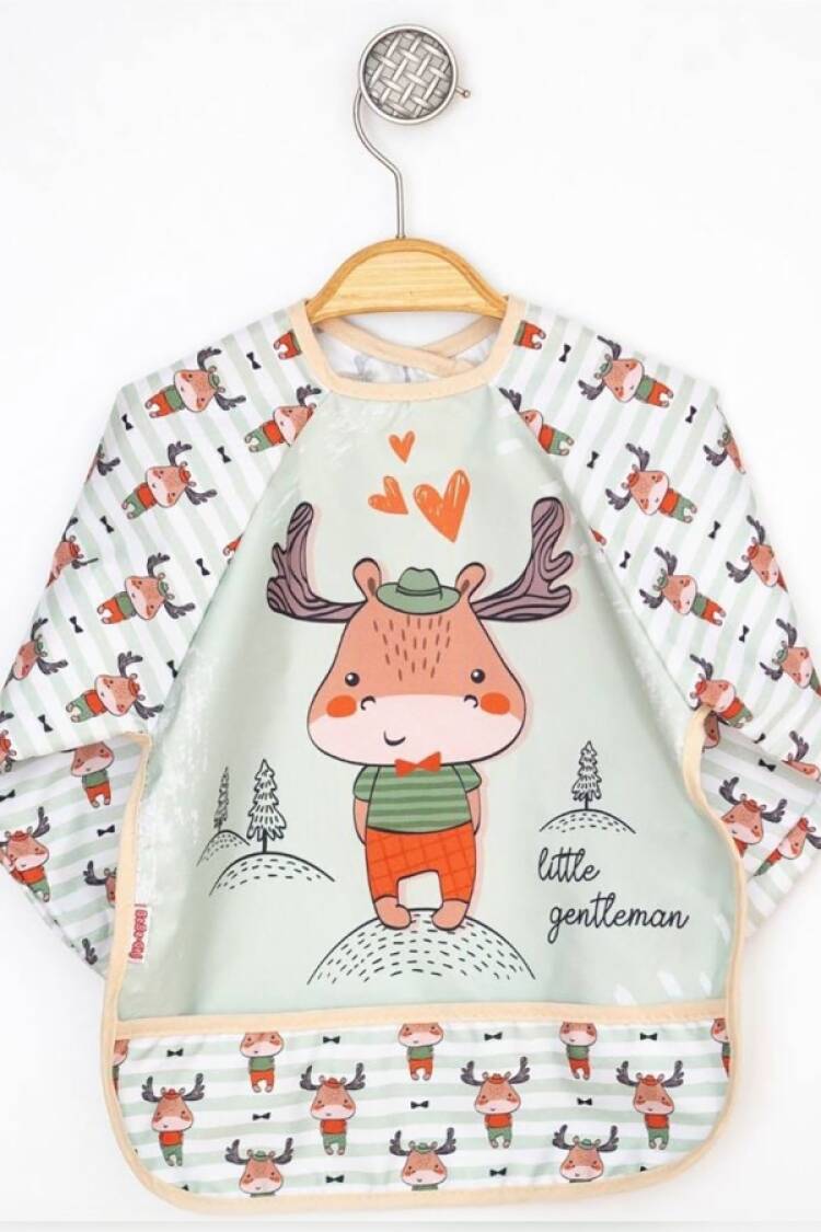 Newborn - B1 - Geyik Baskılı Erkek Kollu Mama Önlüğü - Brand: BEBE-CHİ - Women & Kids, Baby Clothes Wholesale - Globality Store