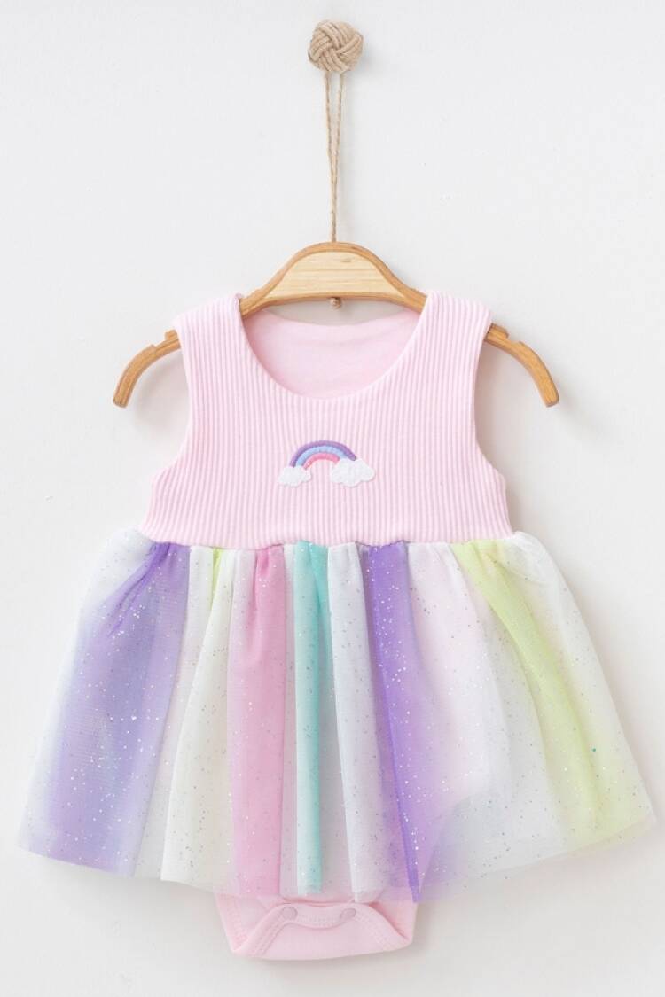 Baby Rompers and Overalls - B1 - Gökkuşağı Nakışlı Kız Elbise - Brand: NAYINOM - Women & Kids, Baby Clothes Wholesale - Globality Store