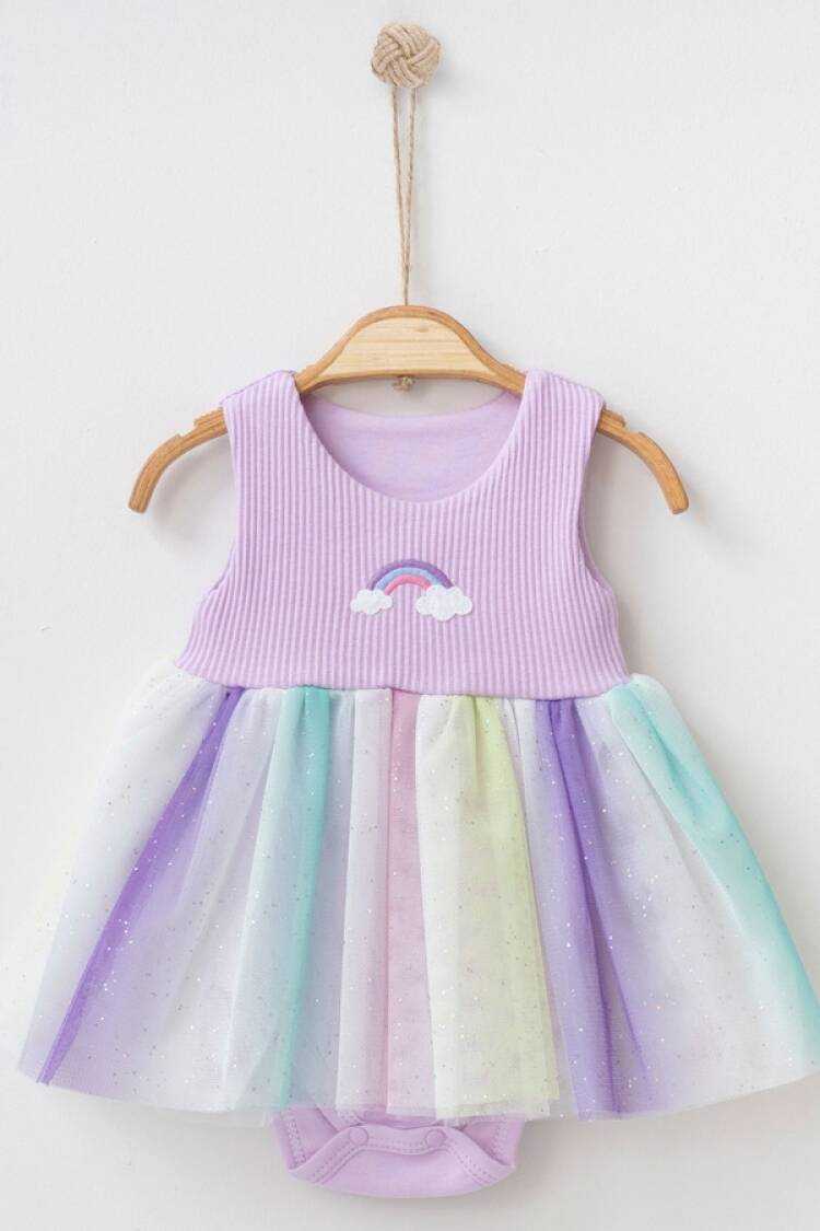 Baby Rompers and Overalls - B1 - Gökkuşağı Nakışlı Kız Elbise - Brand: NAYINOM - Women & Kids, Baby Clothes Wholesale - Globality Store