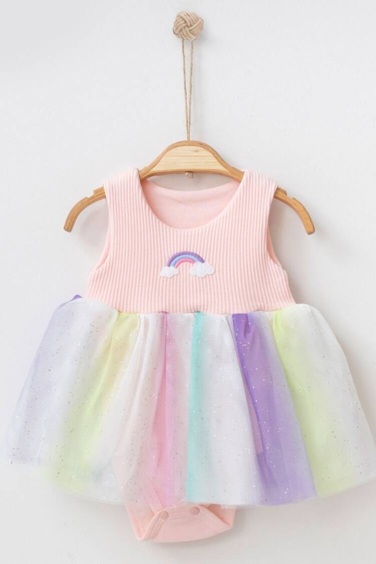 Baby Rompers and Overalls - B1 - Gökkuşağı Nakışlı Kız Elbise - Brand: NAYINOM - Women & Kids, Baby Clothes Wholesale - Globality Store