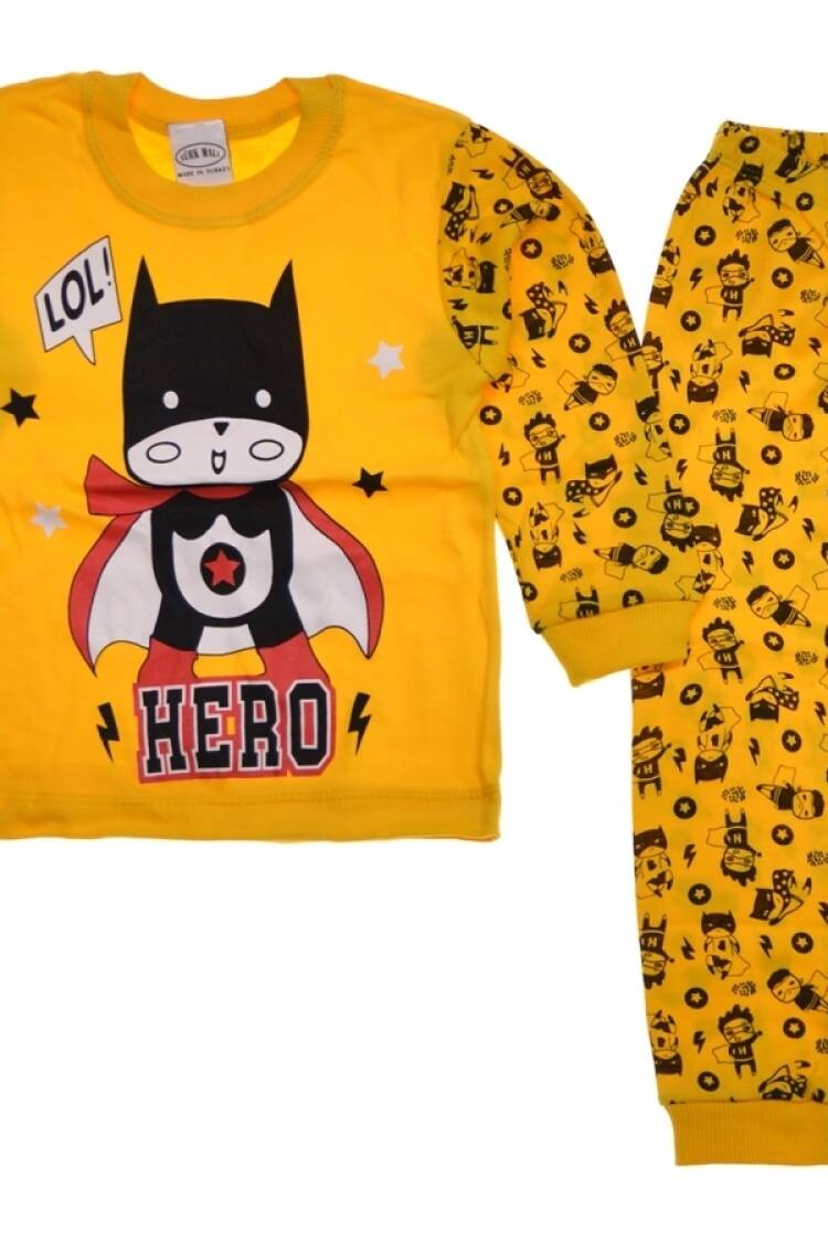 Boy's Pajamas - B1 - HERO BASKILI ERKEK PİJAMA TAKIM - Brand: SÜPERMİNİ - Women & Kids, Baby Clothes Wholesale - Globality Store