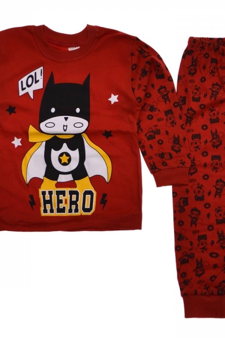 Boy's Pajamas - B1 - HERO BASKILI ERKEK PİJAMA TAKIM - Brand: SÜPERMİNİ - Women & Kids, Baby Clothes Wholesale - Globality Store