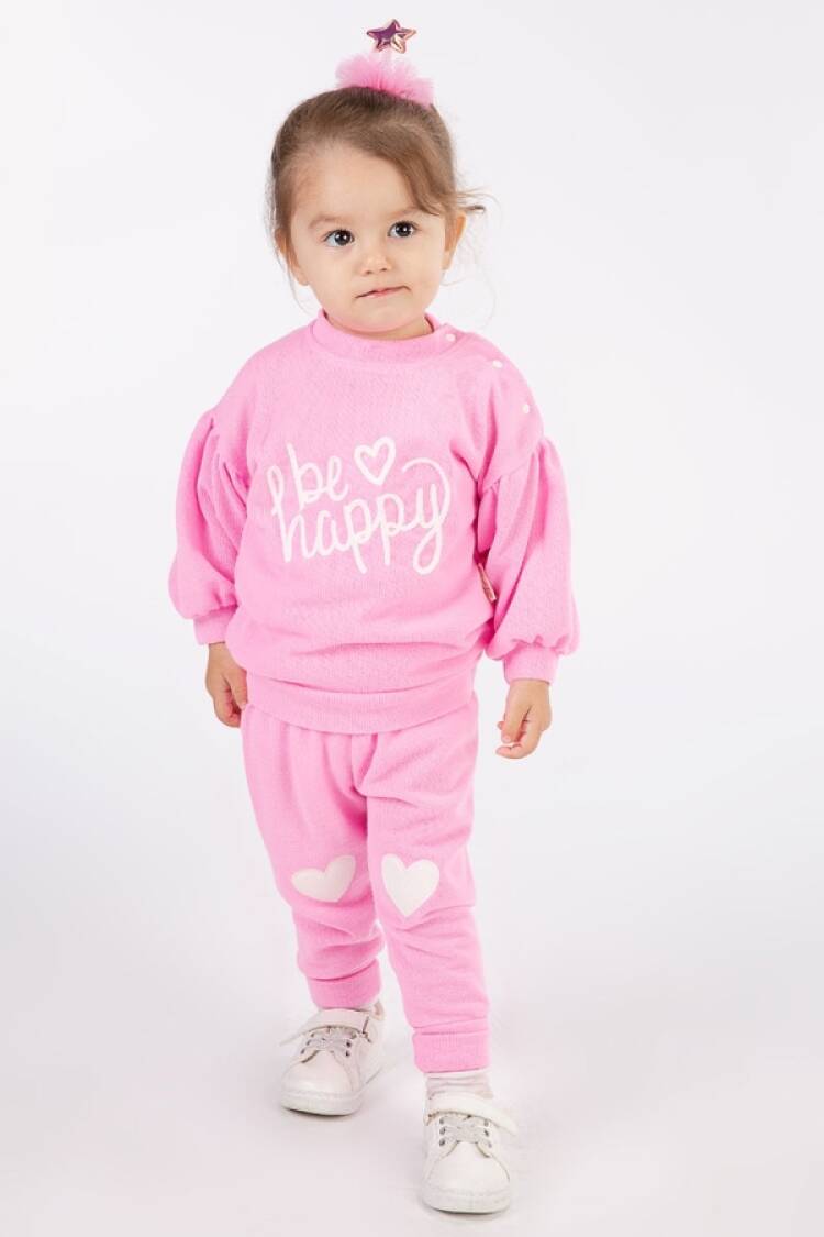 Baby Sets - B1 - Happy Nakışlı Triko Kız Bebe Takım - Brand: BEYAZ BEBEK - Women & Kids, Baby Clothes Wholesale - Globality Store