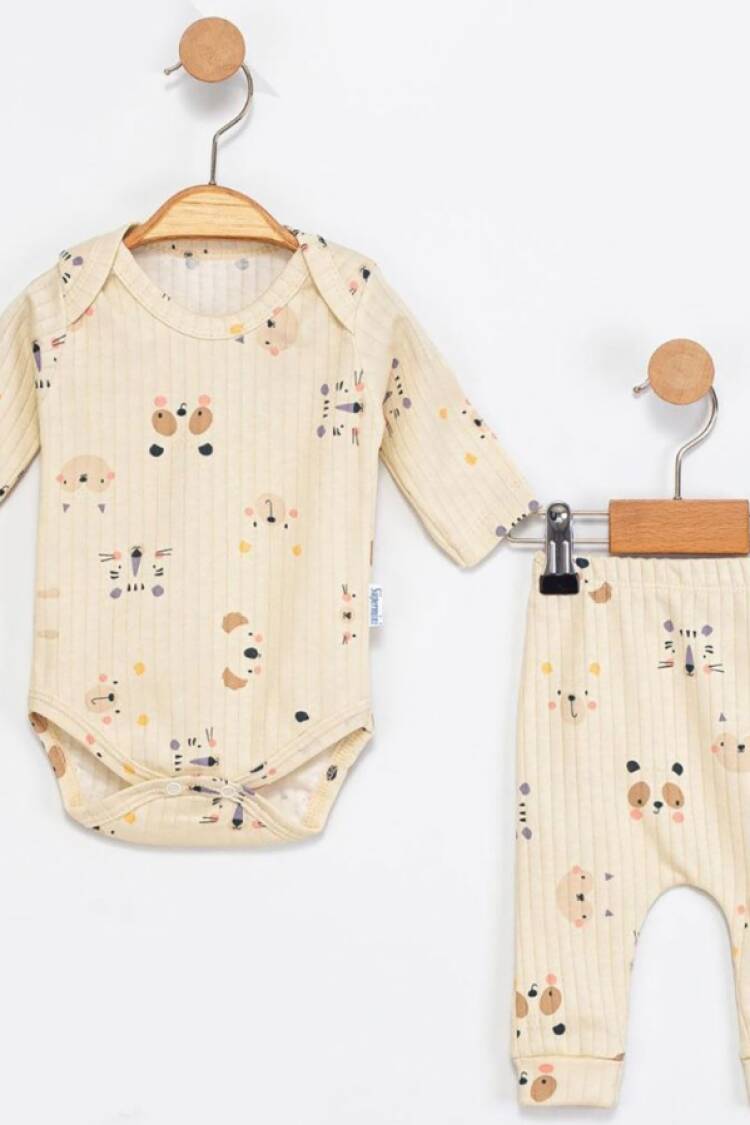 Baby Sets - B1 - Hayvan Desenli Erkek Bebe Takım - Brand: SÜPERMİNİ - Women & Kids, Baby Clothes Wholesale - Globality Store