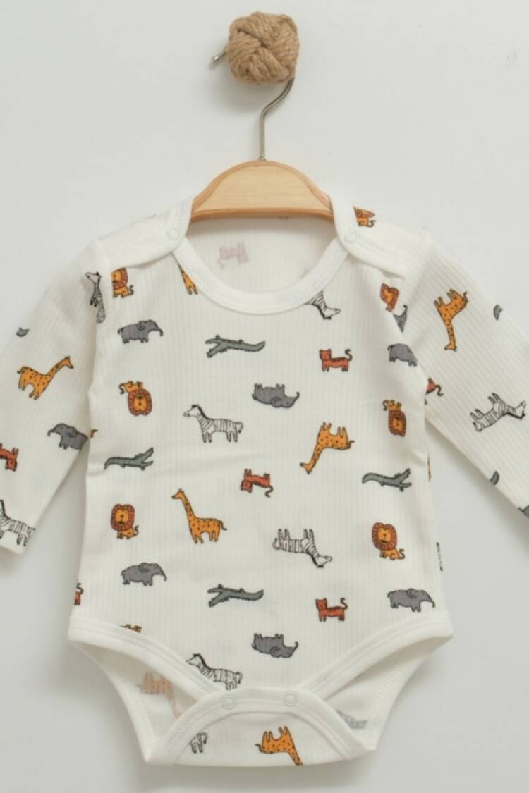 Baby Tops - B1 - Hayvan Desenli Erkek Çıtçıtlı Badi - Brand: NAYINOM - Women & Kids, Baby Clothes Wholesale - Globality Store