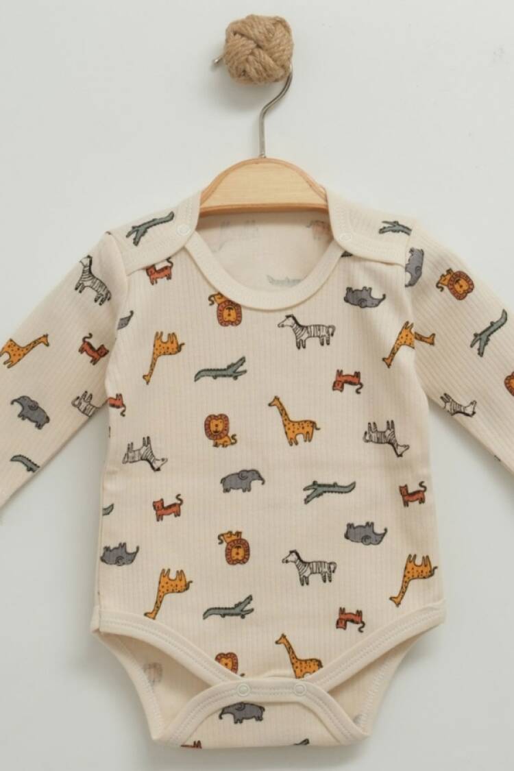 Baby Tops - B1 - Hayvan Desenli Erkek Çıtçıtlı Badi - Brand: NAYINOM - Women & Kids, Baby Clothes Wholesale - Globality Store