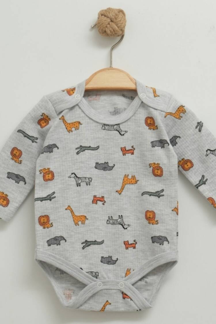 Baby Tops - B1 - Hayvan Desenli Erkek Çıtçıtlı Badi - Brand: NAYINOM - Women & Kids, Baby Clothes Wholesale - Globality Store