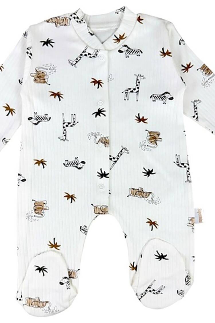 Baby Rompers and Overalls - B1 - Hayvan Desenli Raporlu Patikli Erkek Bebe Tulum - Brand: SÜPERMİNİ - Women & Kids, Baby Clothes Wholesale - Globality Store