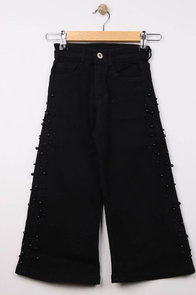 Girls' Bottom Wear - B1 - İnci Detaylı Kız Kot Pantolon - Brand: BAYHAS - Women & Kids, Baby Clothes Wholesale - Globality Store