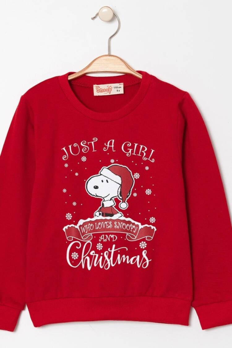 Girls' Tops - B1 - Just Baskılı Noel Yılbaşı Sweat - Brand: SNOOP KİDS - Women & Kids, Baby Clothes Wholesale - Globality Store