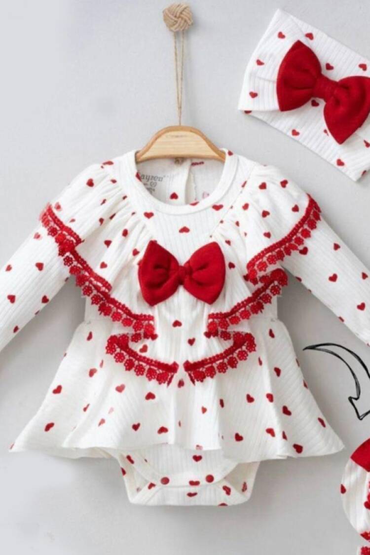 Baby Tops - B1 - Kalp Desenli Bebe Kız Badi - Brand: CAYZEN - Women & Kids, Baby Clothes Wholesale - Globality Store