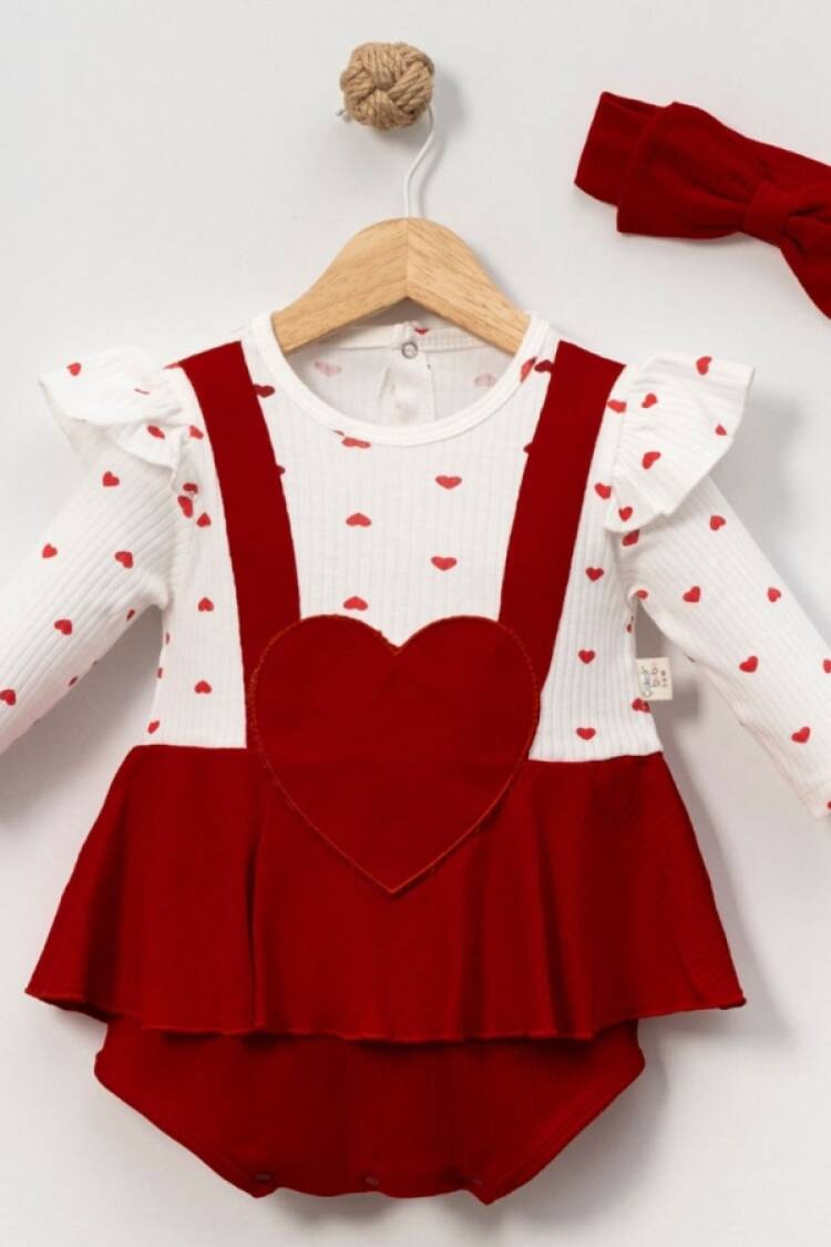 Baby Tops - B1 - Kalp Desenli Kız Bebe Çıtçıtlı Badi - Brand: CAYZEN - Women & Kids, Baby Clothes Wholesale - Globality Store