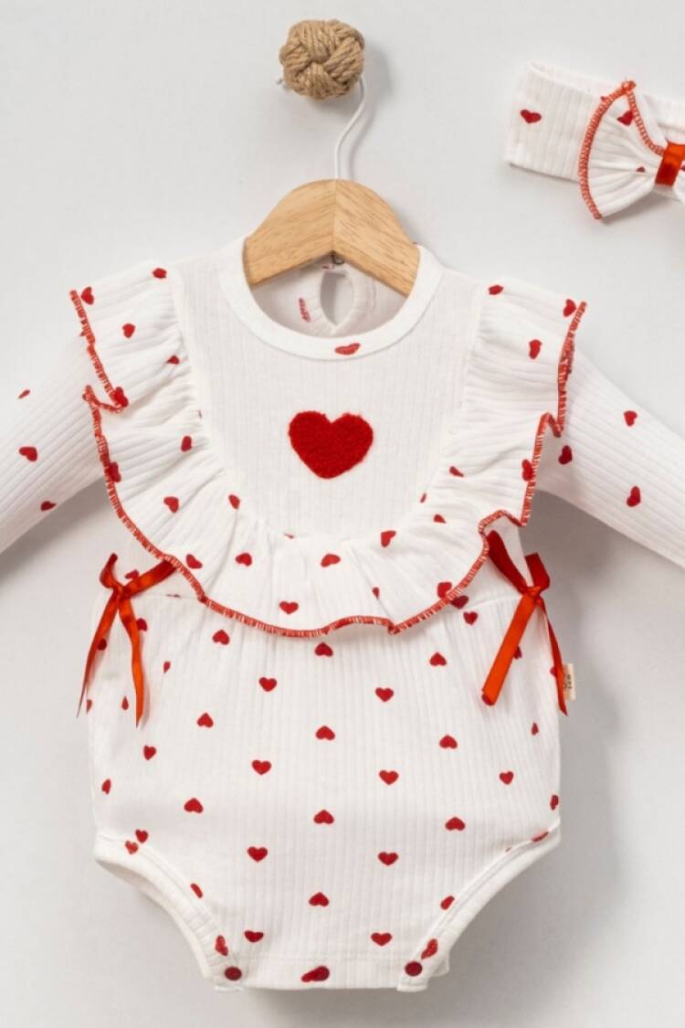 Baby Tops - B1 - Kalp Desenli Kız Bebe Çıtçıtlı Badi - Brand: CAYZEN - Women & Kids, Baby Clothes Wholesale - Globality Store