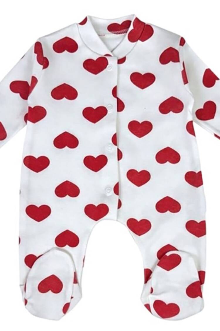 Baby Rompers and Overalls - B1 - Kalp Desenli Patikli Kız Bebe Tulum - Brand: SÜPERMİNİ - Women & Kids, Baby Clothes Wholesale - Globality Store