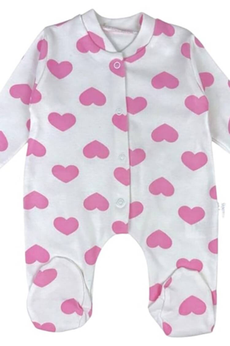Baby Rompers and Overalls - B1 - Kalp Desenli Patikli Kız Bebe Tulum - Brand: SÜPERMİNİ - Women & Kids, Baby Clothes Wholesale - Globality Store