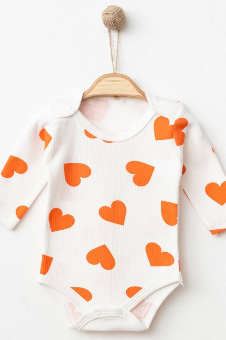 Baby Tops - B1 - Kalp Desenli Raporlu Kız Çıtçıtlı Badi - Brand: NAYINOM - Women & Kids, Baby Clothes Wholesale - Globality Store