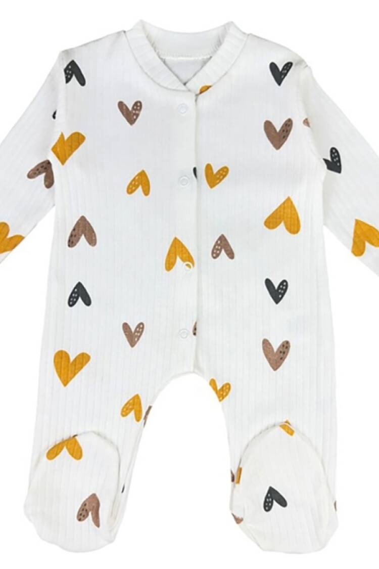 Baby Rompers and Overalls - B1 - Kalp Desenli Raporlu Patikli Kız Bebe Tulum - Brand: SÜPERMİNİ - Women & Kids, Baby Clothes Wholesale - Globality Store