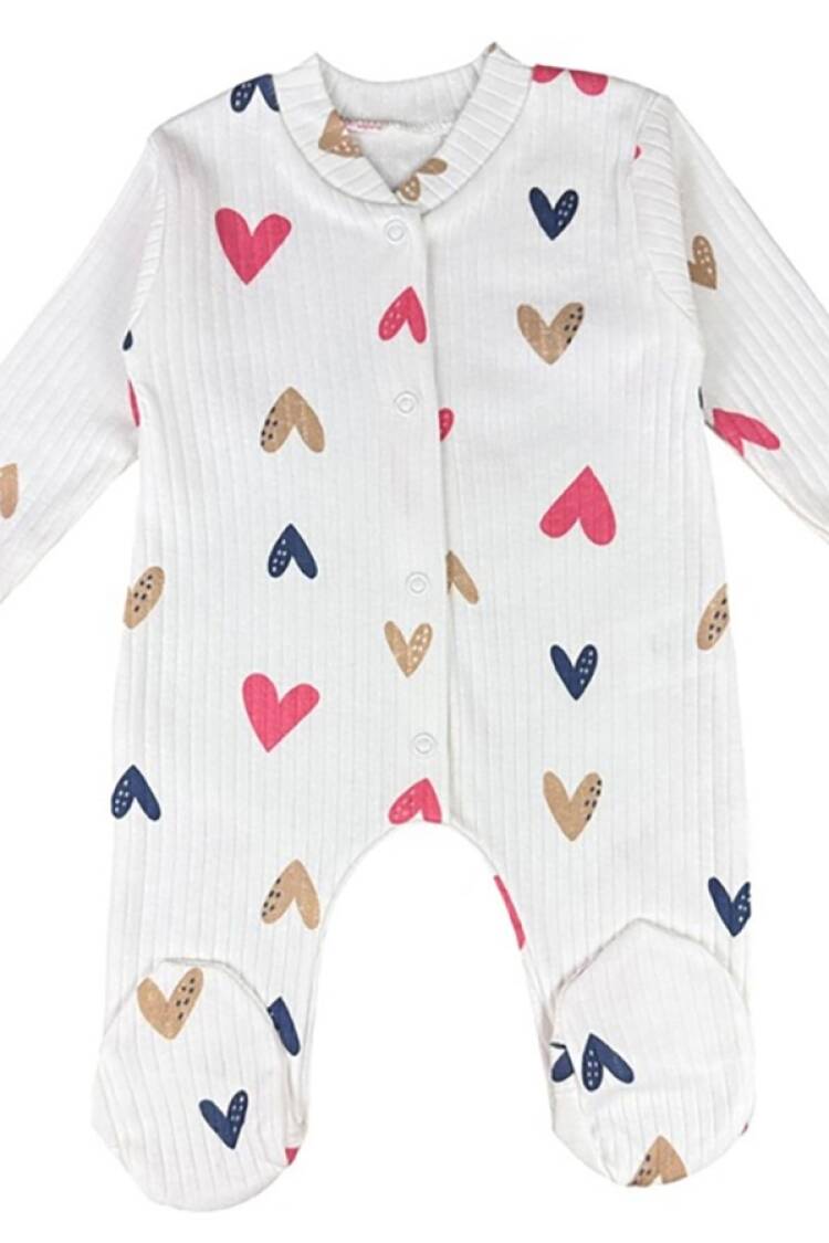 Baby Rompers and Overalls - B1 - Kalp Desenli Raporlu Patikli Kız Bebe Tulum - Brand: SÜPERMİNİ - Women & Kids, Baby Clothes Wholesale - Globality Store