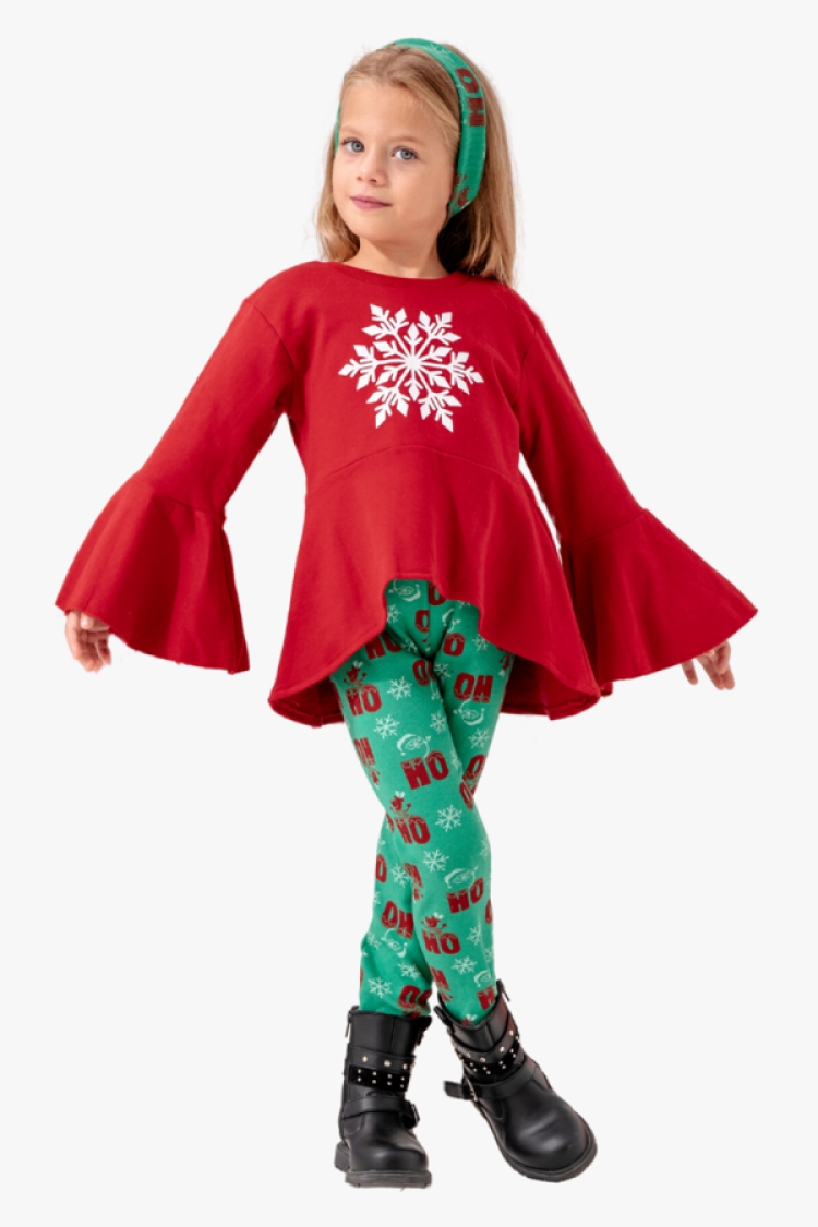 Girls' Suits - B1 - Kartanesi Baskılı Kız Noel Yılbaşı Takım Şardonlu 2 İp - Brand: LYRA KİDS - Women & Kids, Baby Clothes Wholesale - Globality Store