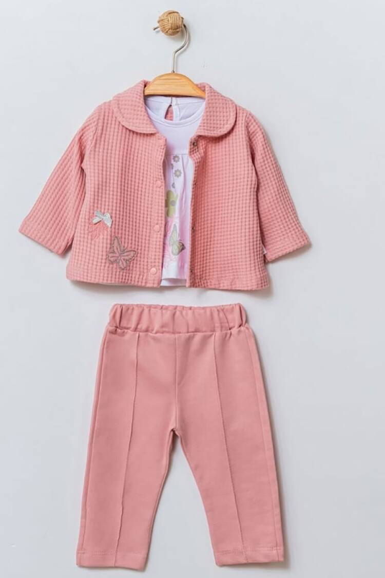 Baby Sets - B1 - Kelebek Baskılı Üçlü Kız Bebe Takım - Brand: ELCİ BABY - Women & Kids, Baby Clothes Wholesale - Globality Store