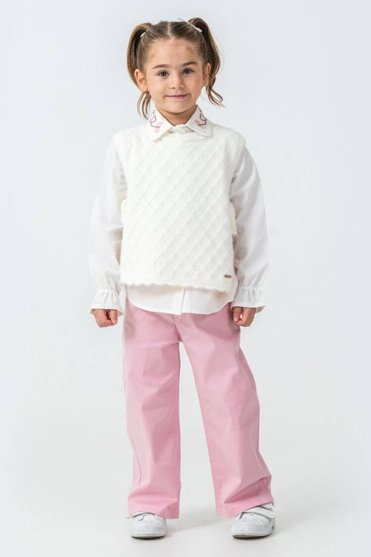 Girls' Suits - B1 - Kelebek Nakışlı Triko Süveterli Kız Üçlü Takım - Brand: PAMPAL KİDS - Women & Kids, Baby Clothes Wholesale - Globality Store