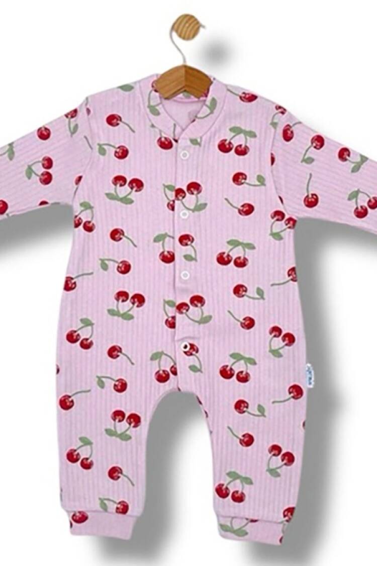 Baby Rompers and Overalls - B1 - Kiraz Desenli Raporlu Kız Bebe Tulum - Brand: SÜPERMİNİ - Women & Kids, Baby Clothes Wholesale - Globality Store