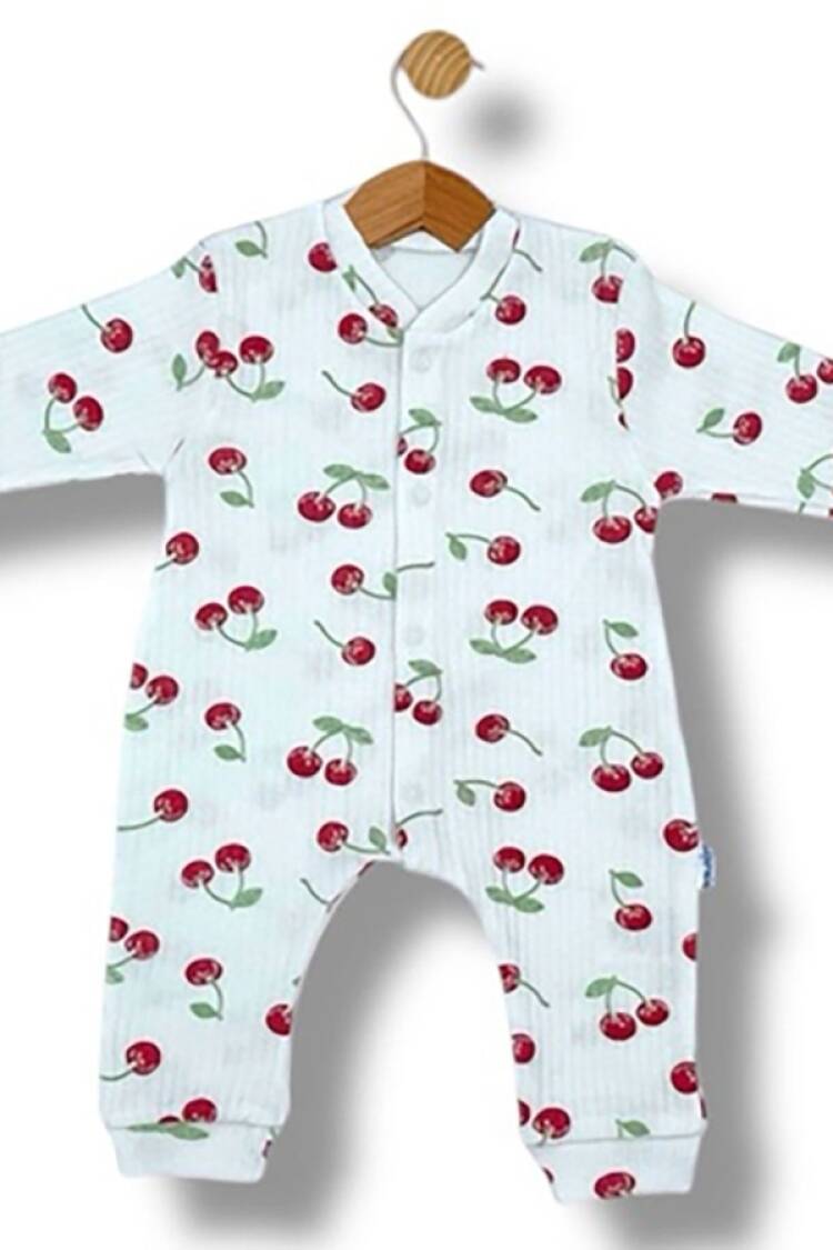 Baby Rompers and Overalls - B1 - Kiraz Desenli Raporlu Kız Bebe Tulum - Brand: SÜPERMİNİ - Women & Kids, Baby Clothes Wholesale - Globality Store