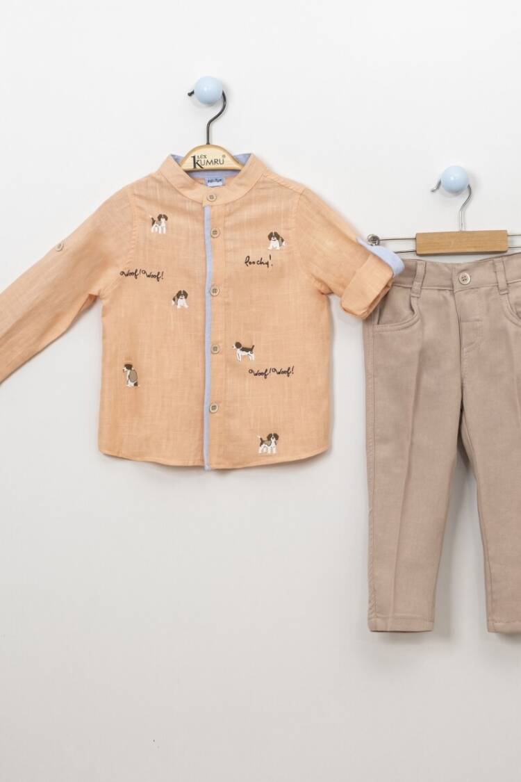 Boy's Shirt - Köpek Baskılı Biyeli 2-5 Yaş Takım 1075-3837 - Brand: Kumru Bebe - Women & Kids, Baby Clothes Wholesale - Globality Store