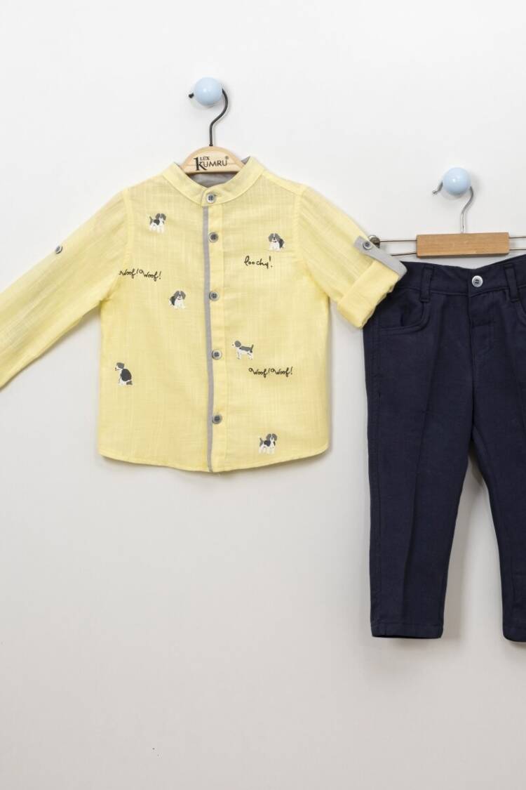 Boy's Shirt - Köpek Baskılı Biyeli 2-5 Yaş Takım 1075-3837 - Brand: Kumru Bebe - Women & Kids, Baby Clothes Wholesale - Globality Store