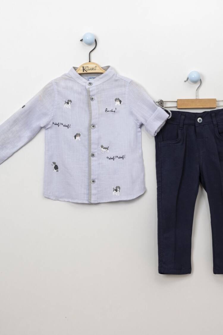 Boy's Shirt - Köpek Baskılı Biyeli 2-5 Yaş Takım 1075-3837 - Brand: Kumru Bebe - Women & Kids, Baby Clothes Wholesale - Globality Store