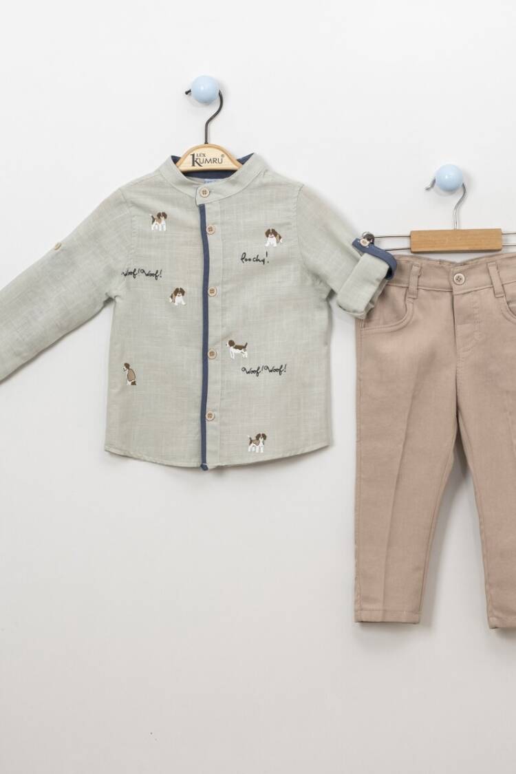 Boy's Shirt - Köpek Baskılı Biyeli 2-5 Yaş Takım 1075-3837 - Brand: Kumru Bebe - Women & Kids, Baby Clothes Wholesale - Globality Store